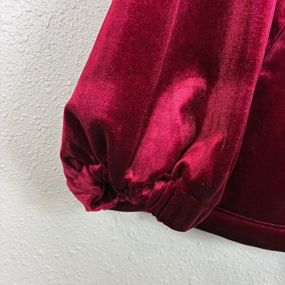 Boston Proper Chic Velour Drawstring Jacket Burgu… - image 2